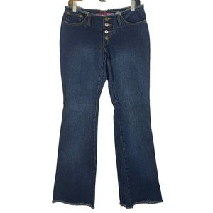 Zana Di flare leg low rise Y2K denim jeans button fly vintage raw edge size 9